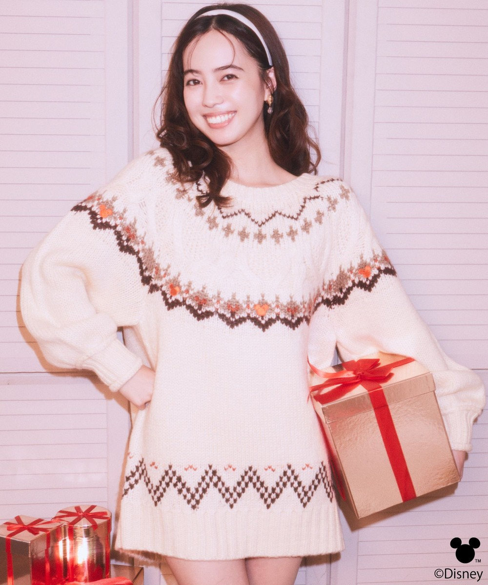 earth music&ecology 【予約】Disney/ミッキー刺繍ノルディックニットチュニック 