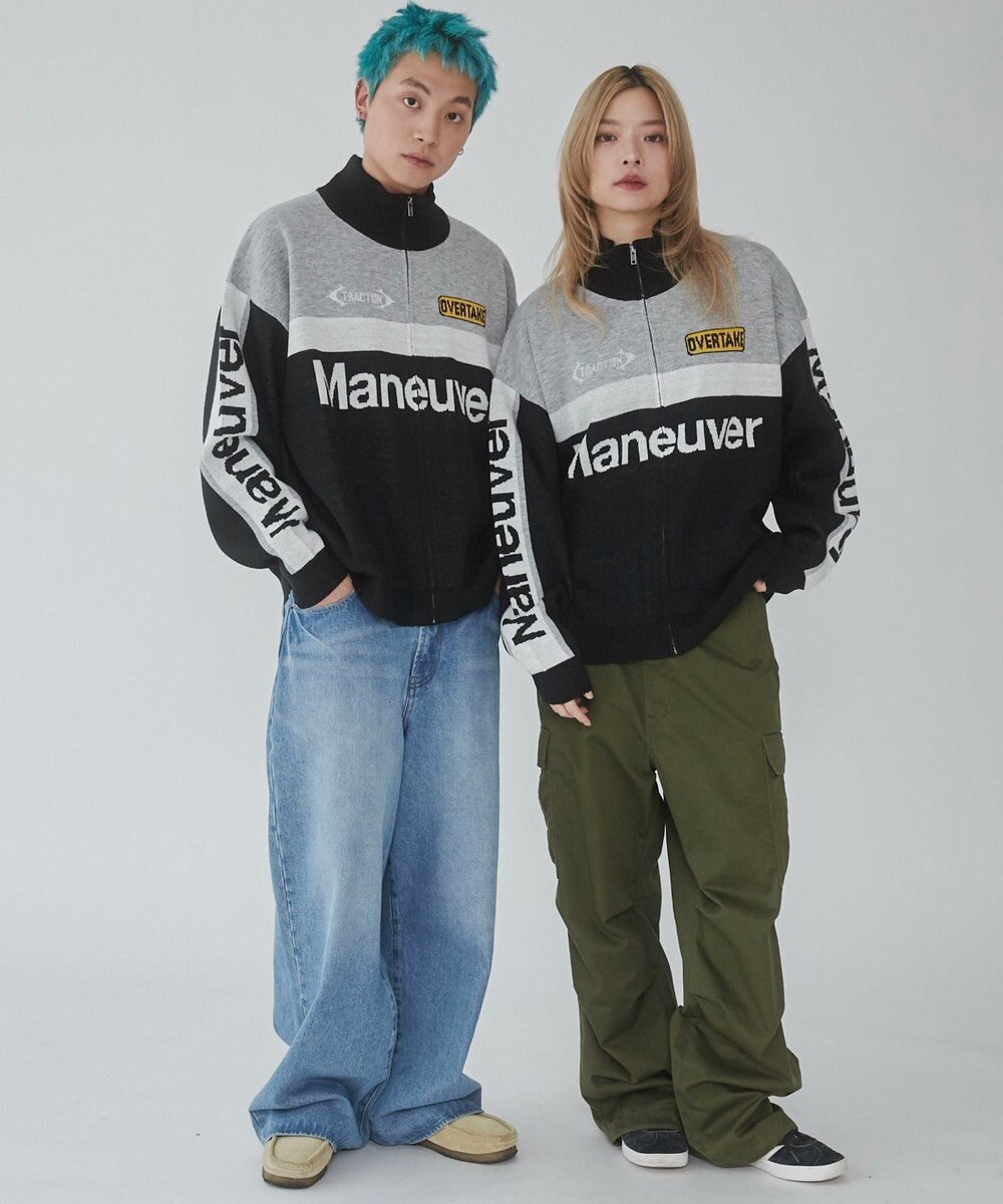 WEGO 【ユニセックス着用ITEM】レーシンググラフィックニットブルゾン 