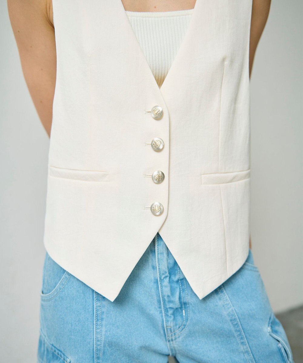 GRACE CONTINENTAL リネン混ツイルジレ 