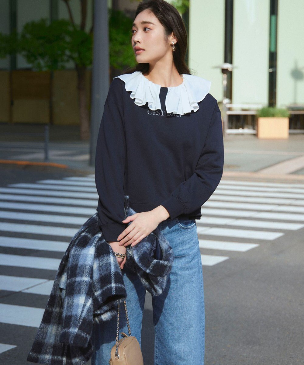 23区 S 【SLOW/一部店舗限定】テンセルコットンジョーゼット フリル ブラウス 