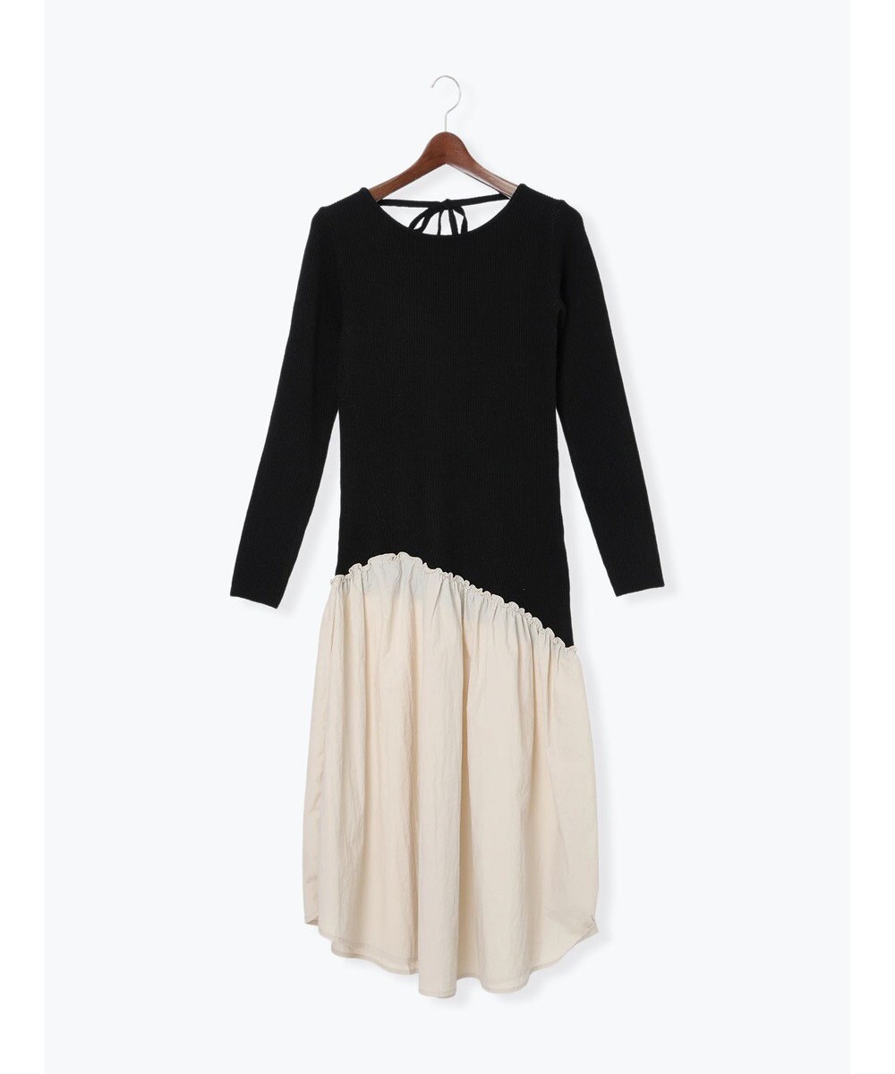 Te chichi 【宮本茉由着用】リブニットドッキングアシメワンピース 