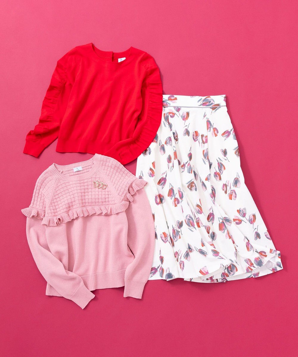 組曲 チューリッププリント フレアスカート 