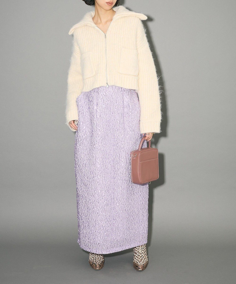 Green Parks フロントジップビックカラーニットブルゾン 