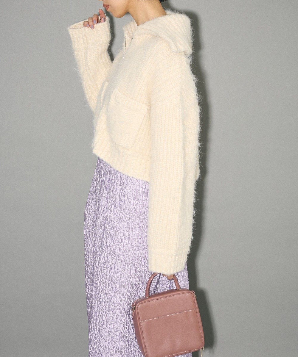 Green Parks フロントジップビックカラーニットブルゾン 