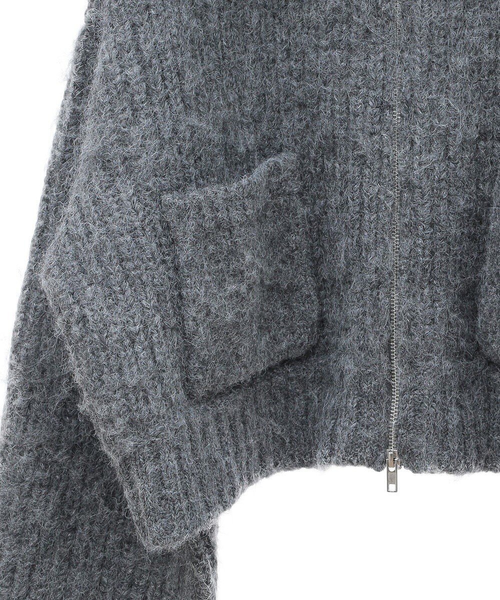 Green Parks フロントジップビックカラーニットブルゾン 