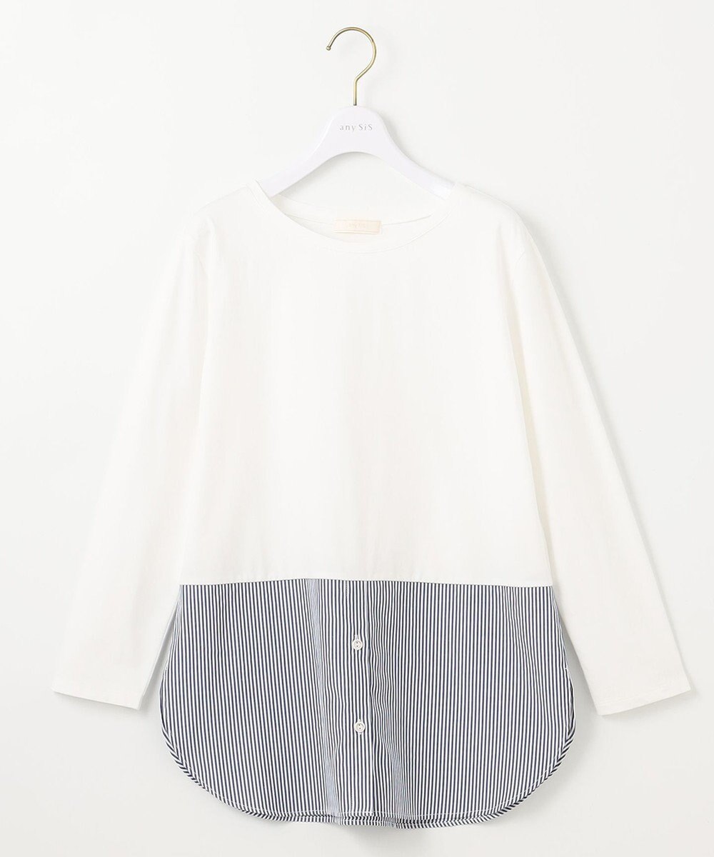 ANY SIS 【洗える】シャツコンビレイヤード カットソー 