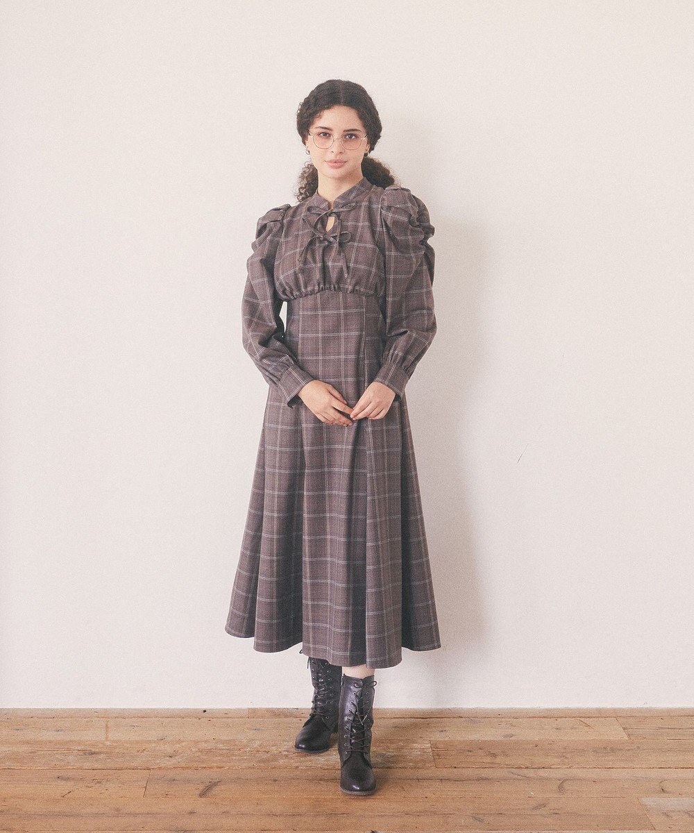 Maison de FLEUR 聡明な淑女のチェックワンピース 