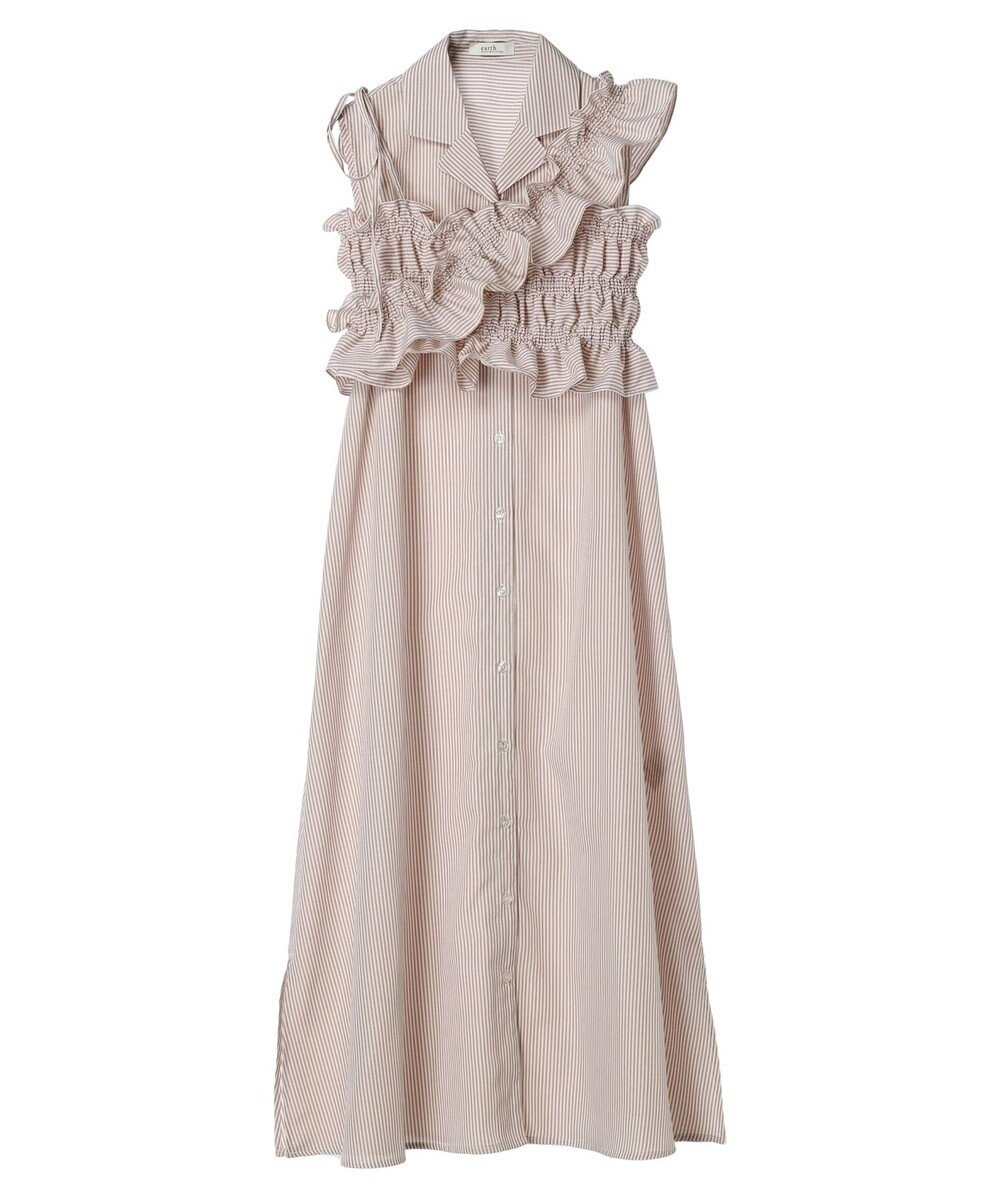 earth music&ecology ＳＥＴ２点シャーリングビスチェ×シャツワンピース 