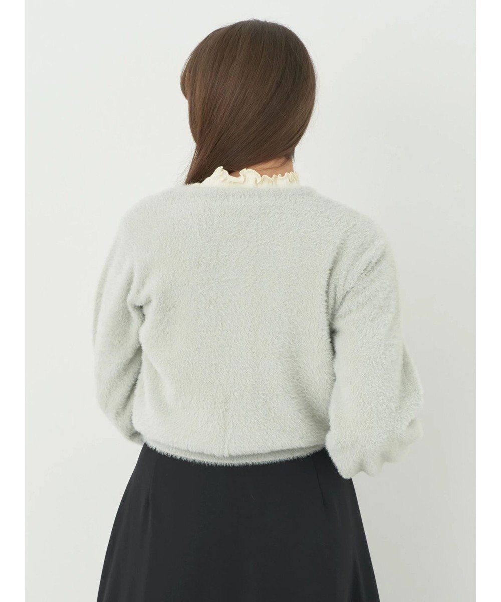 earth music&ecology ミニシャギーパールボタンカーディガン 