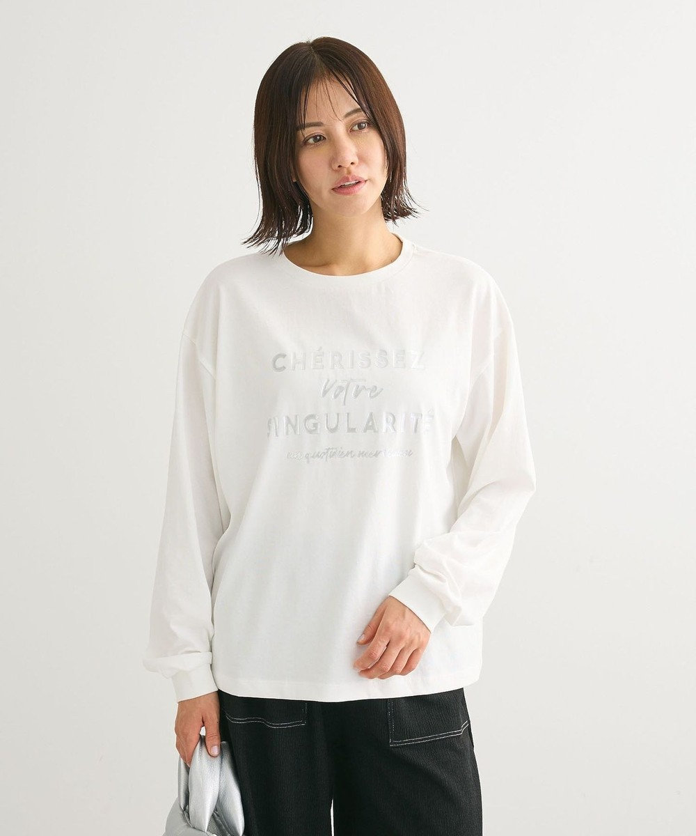 Green Parks 箔プリント長袖ロンＴＥＥ Silver