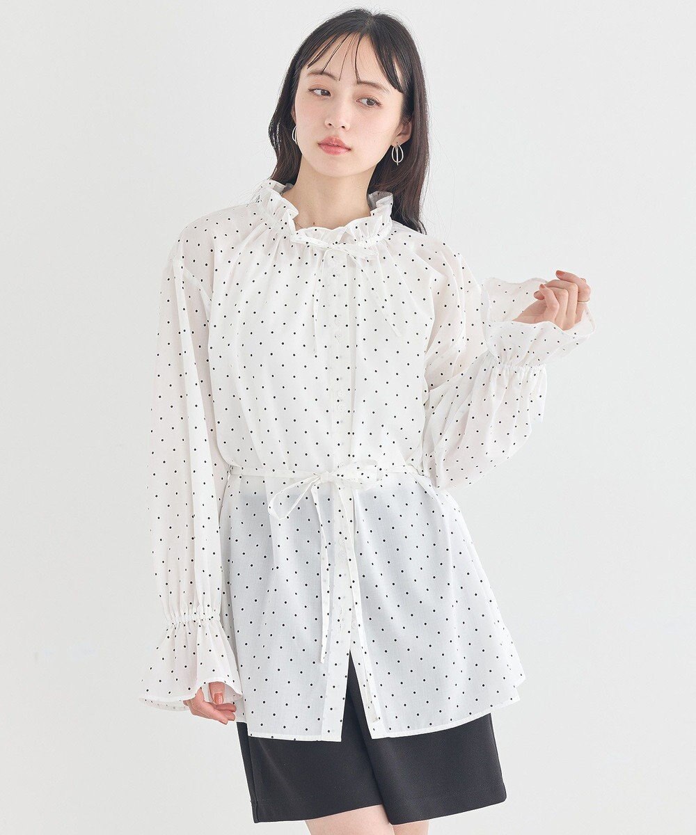 earth music&ecology 【イージーケア】TRキュプラダブルボタンフリルシャツ 