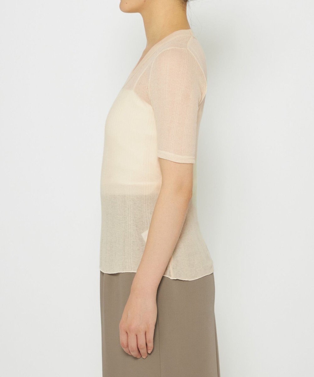 uncrave 【手洗い可】シアー ランダムリブ Uネック カットソー（uncrave STANDARD） 