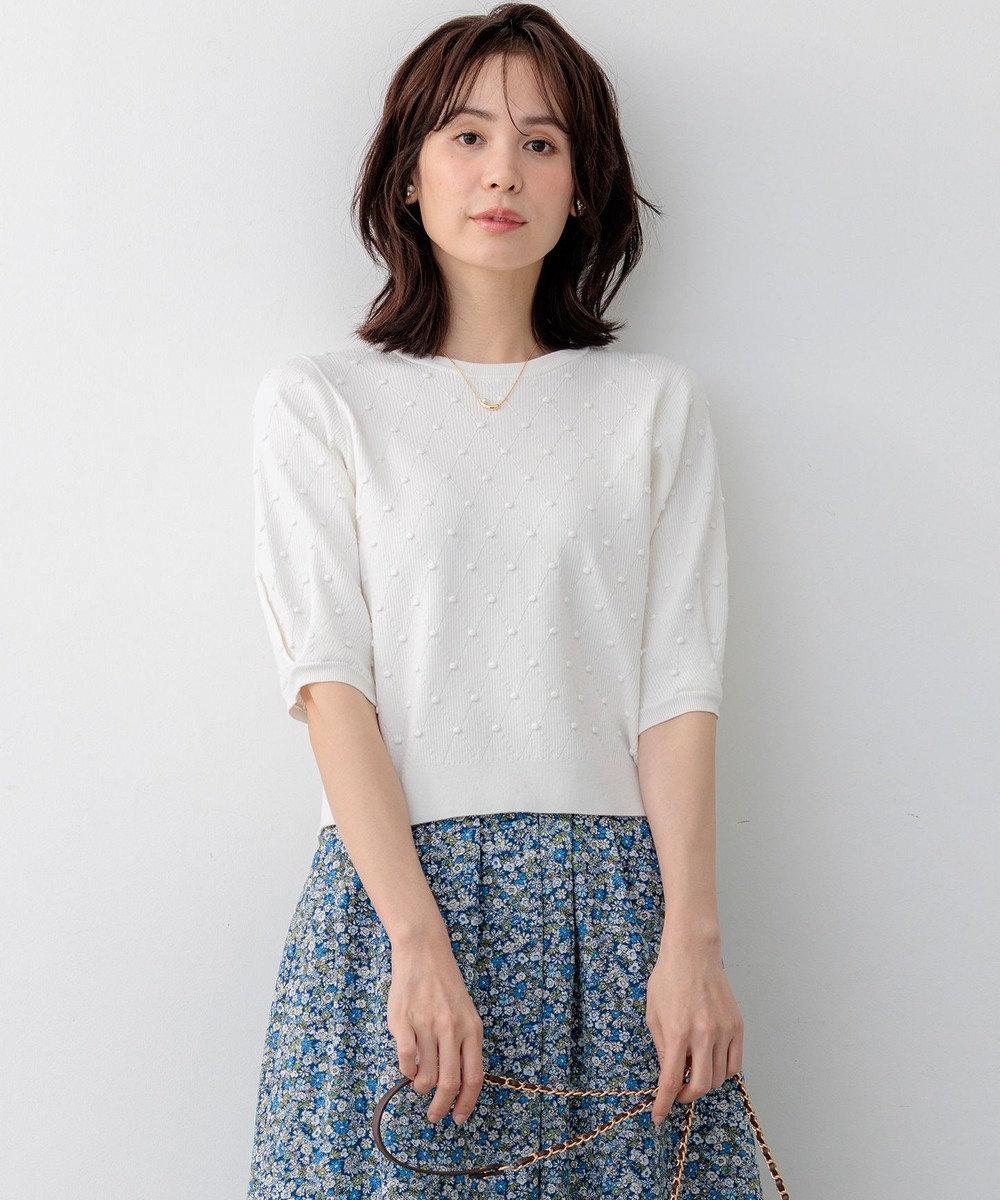 組曲 L 【先行予約・WEB限定】ポップコーンアーガイル5分袖 ニット 