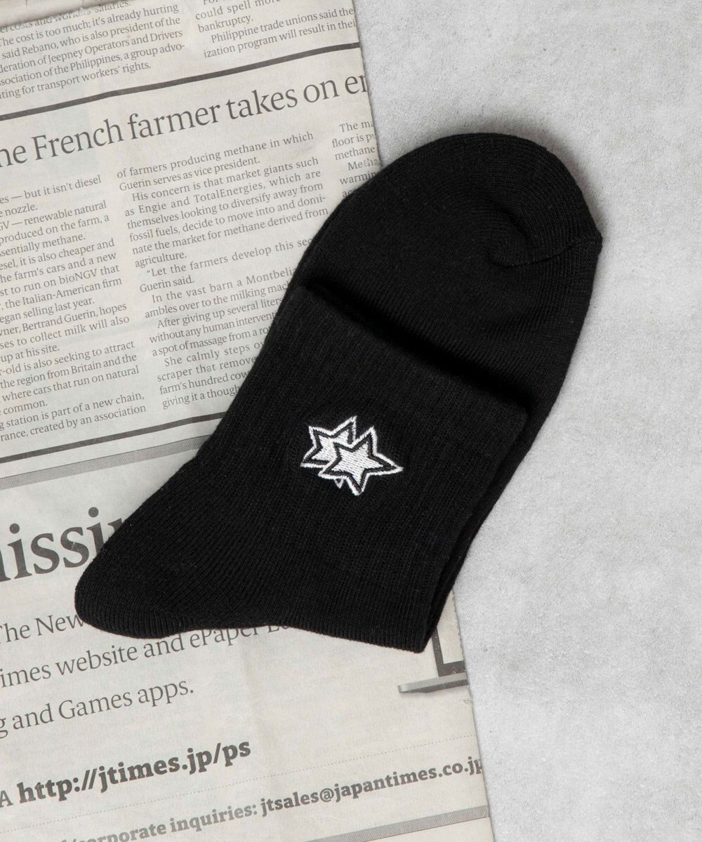 WEGO モチーフ刺繍アンクル底パイルソックス 