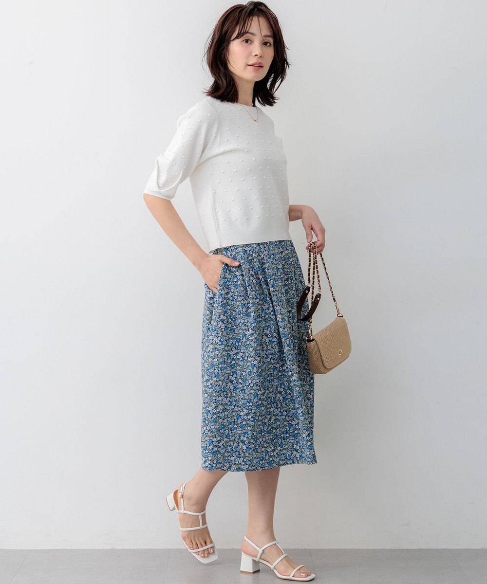 組曲 L 【先行予約・WEB限定】ポップコーンアーガイル5分袖 ニット 