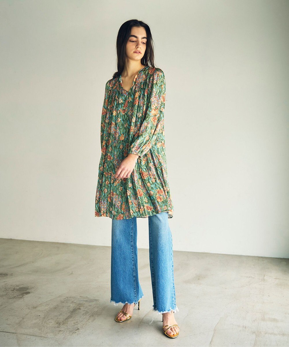 GRACE CONTINENTAL フラワープリントティアードミニワンピース 