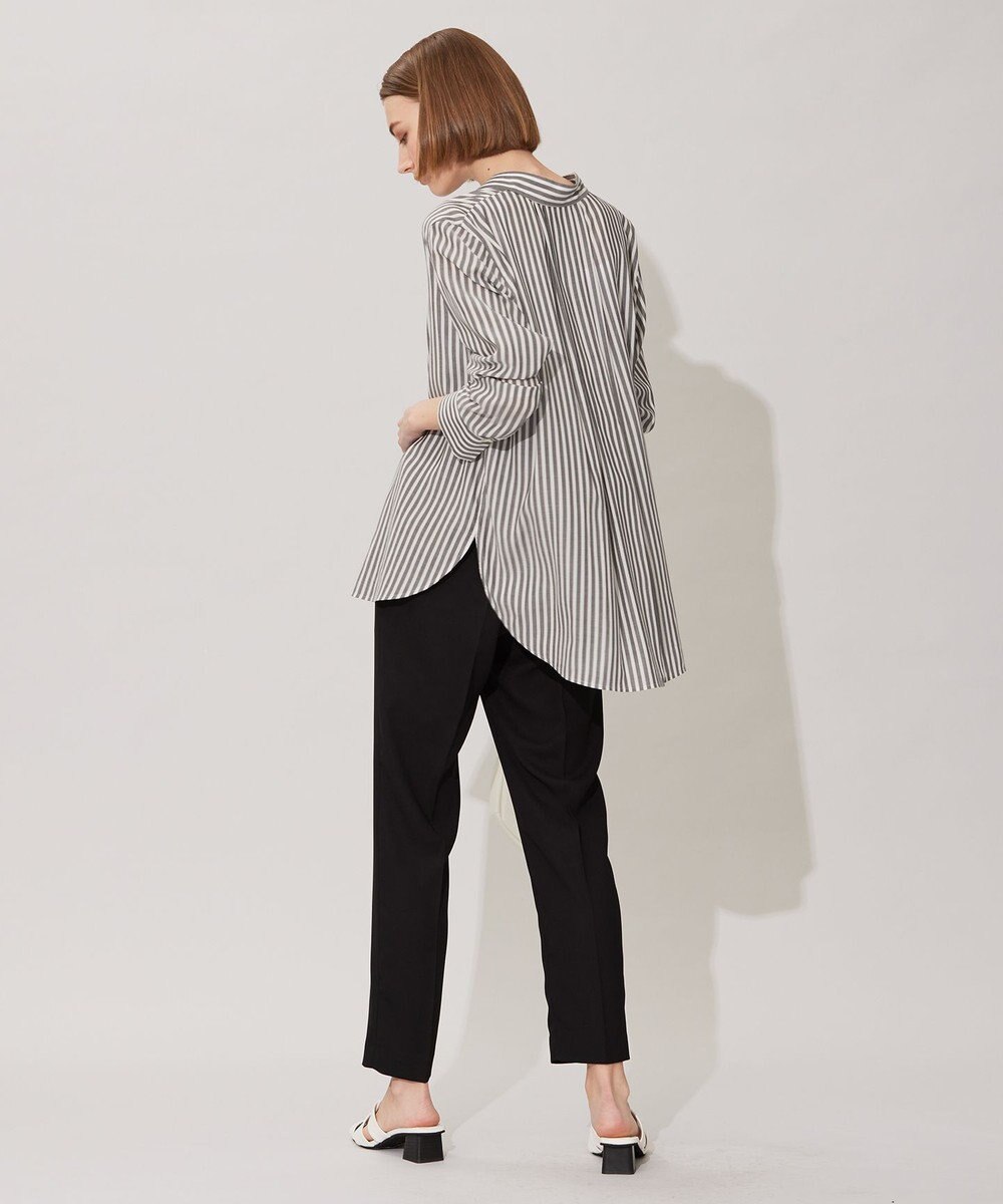 ICB L 【洗える】 キュプラローンストライプ シャツ 