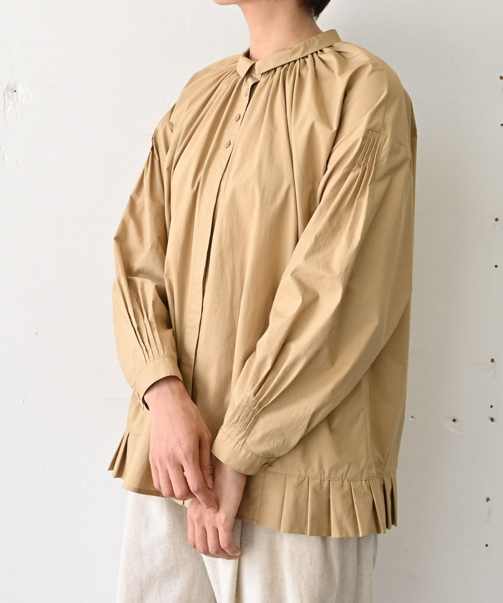 muuc 〈オーガニックコットン〉〈コットンブロード生地〉〈カラーにより異なる生地〉〈通年着られる〉コットン裾プリーツ ブラウス 