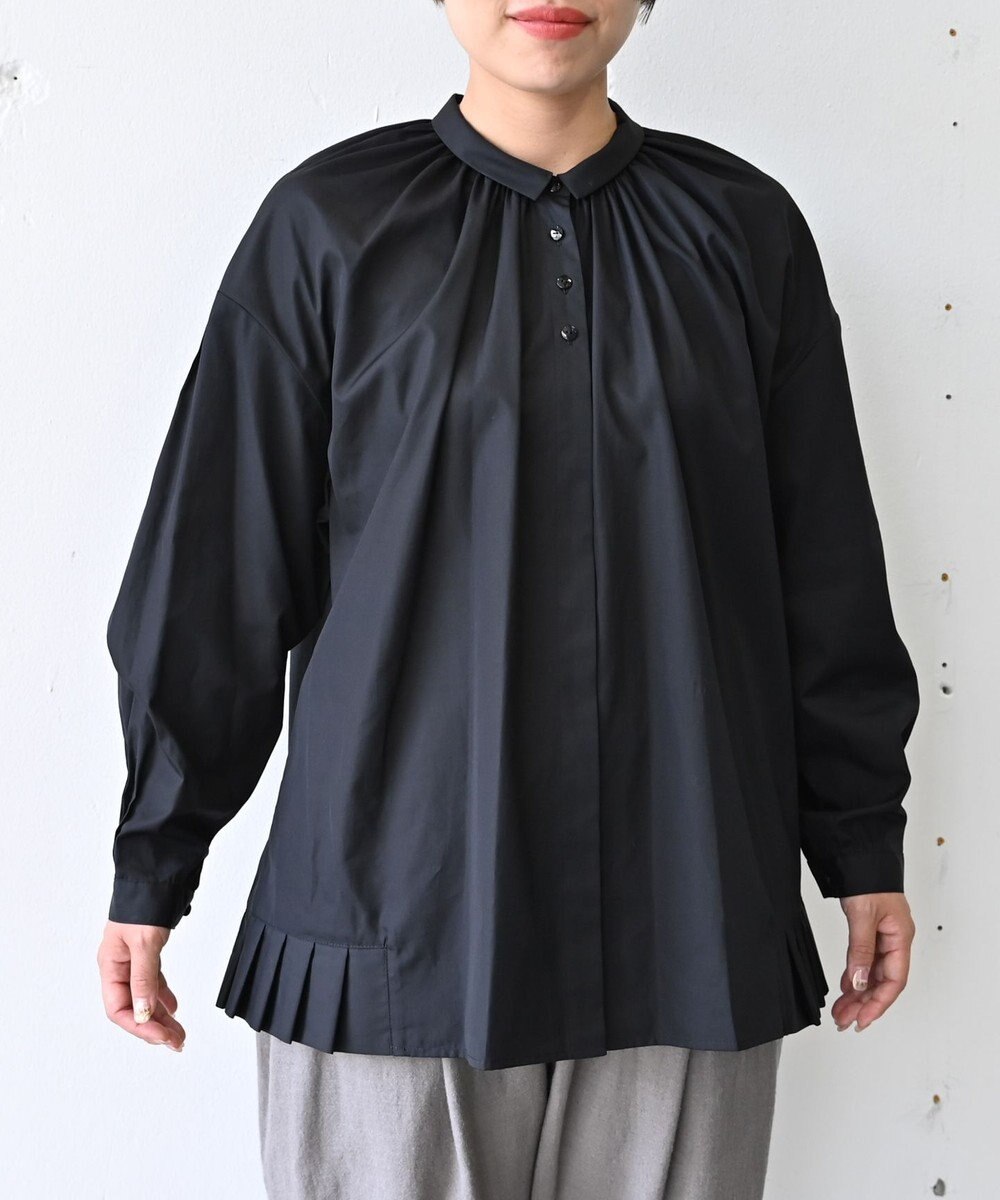 muuc 〈オーガニックコットン〉〈コットンブロード生地〉〈カラーにより異なる生地〉〈通年着られる〉コットン裾プリーツ ブラウス 