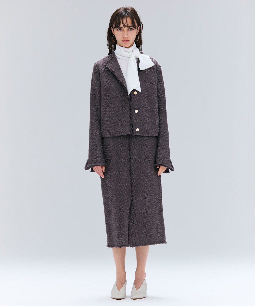 BEIGE， 【Oggi 10月号掲載】MULLIN / ウールツイードメタルボタンノーカラージャケット 