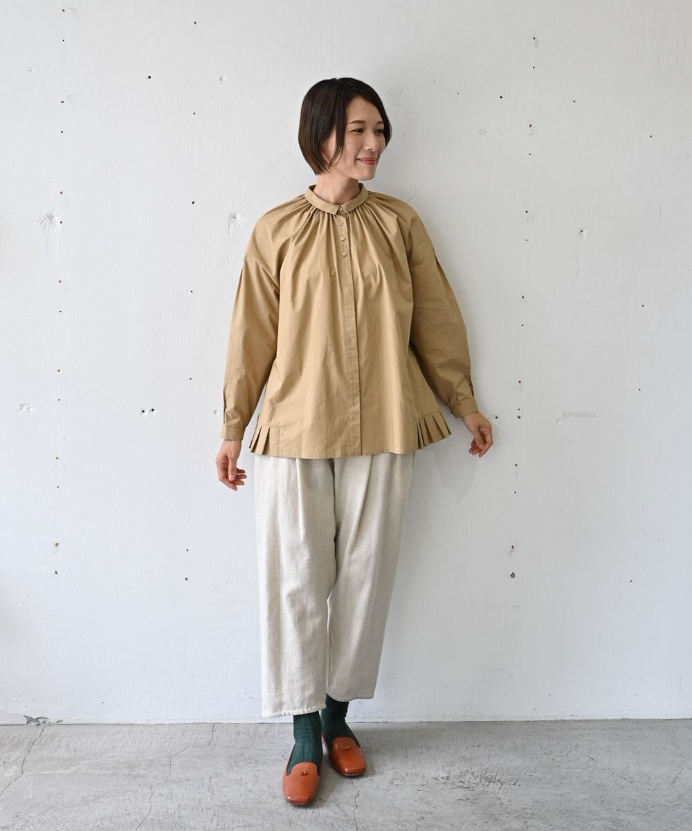 muuc 〈オーガニックコットン〉〈コットンブロード生地〉〈カラーにより異なる生地〉〈通年着られる〉コットン裾プリーツ ブラウス 