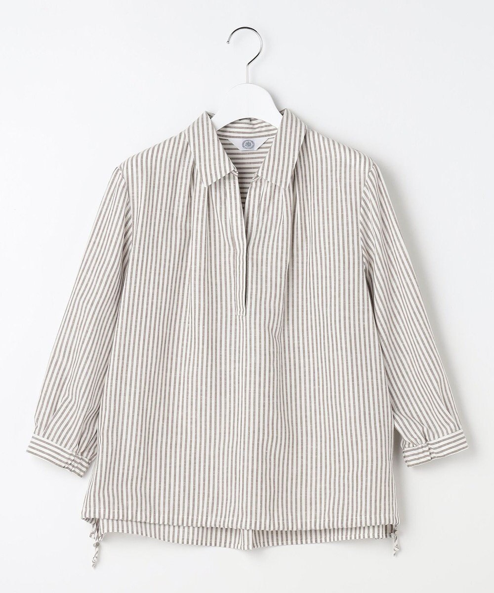 J.PRESS LADIES リネンMIX ストライプ スッキパー ブラウス 