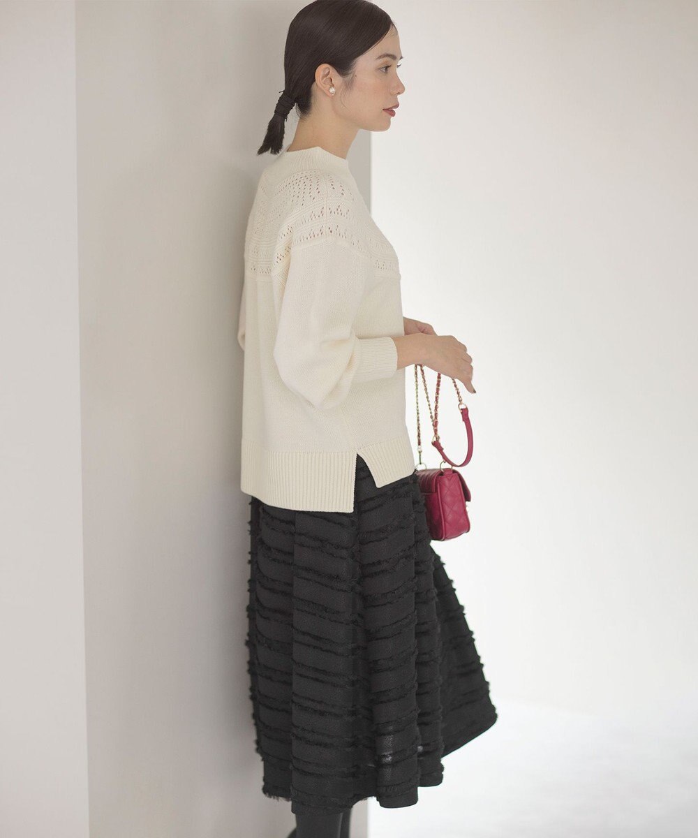 組曲 【WEB限定】ボーダーカットジャカード フレアスカート 