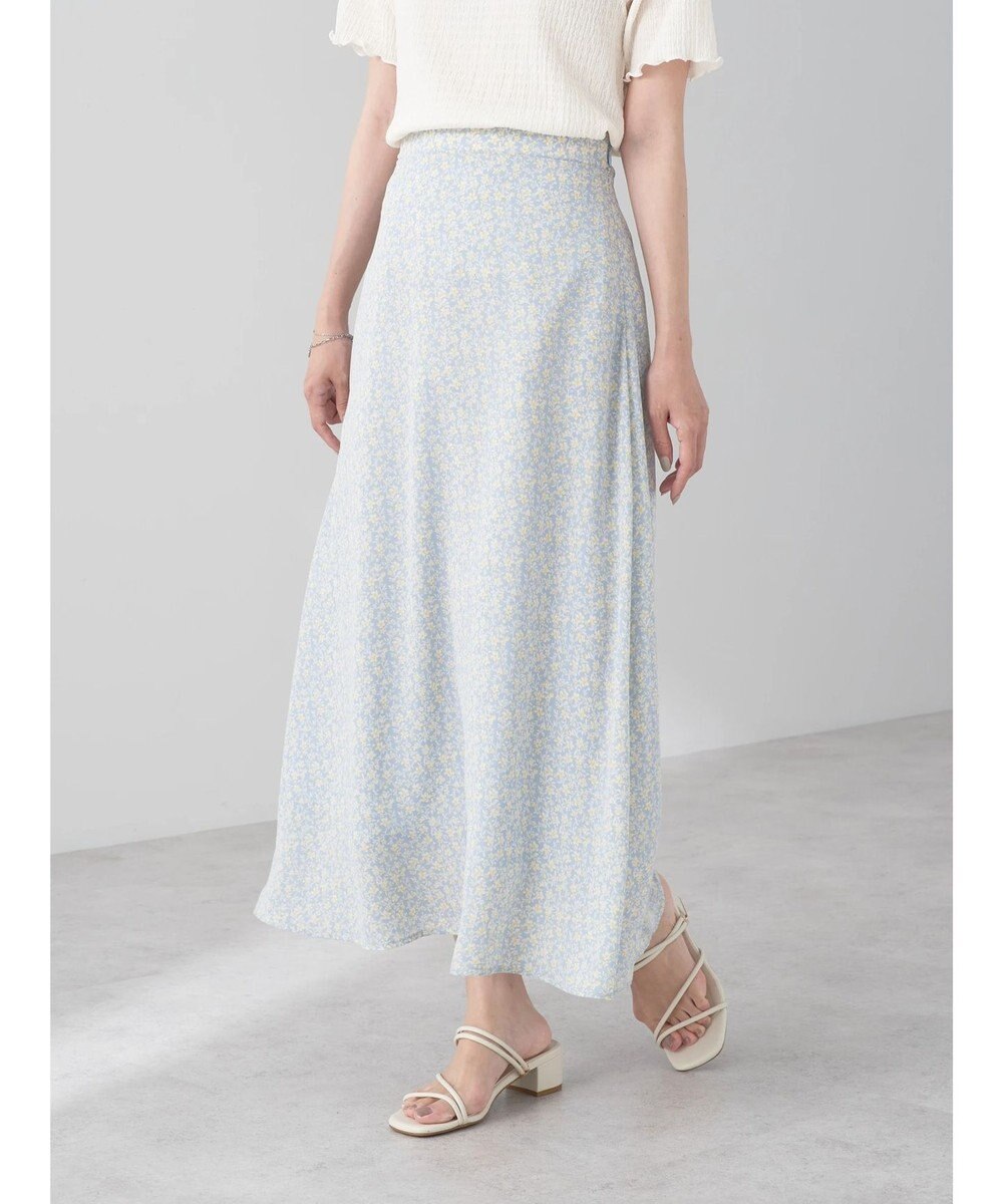 earth music&ecology フラワープリントフレアスカート 