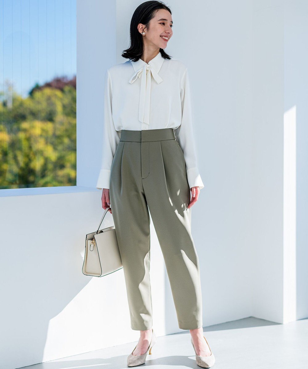 組曲 【洗える・ストレッチ】プランタンカラークロップド パンツ 