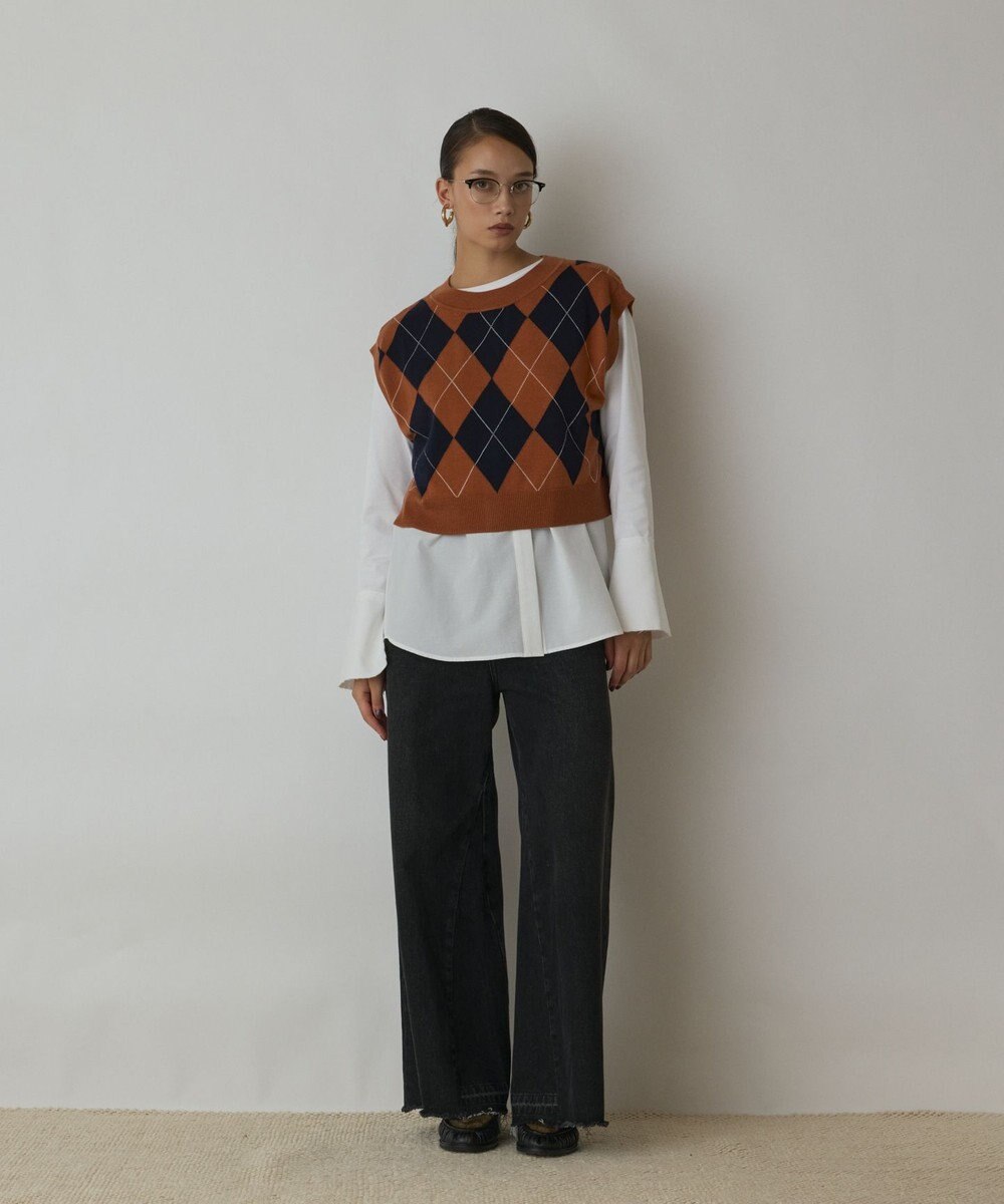 GRACE CONTINENTAL アーガイルニットベスト 