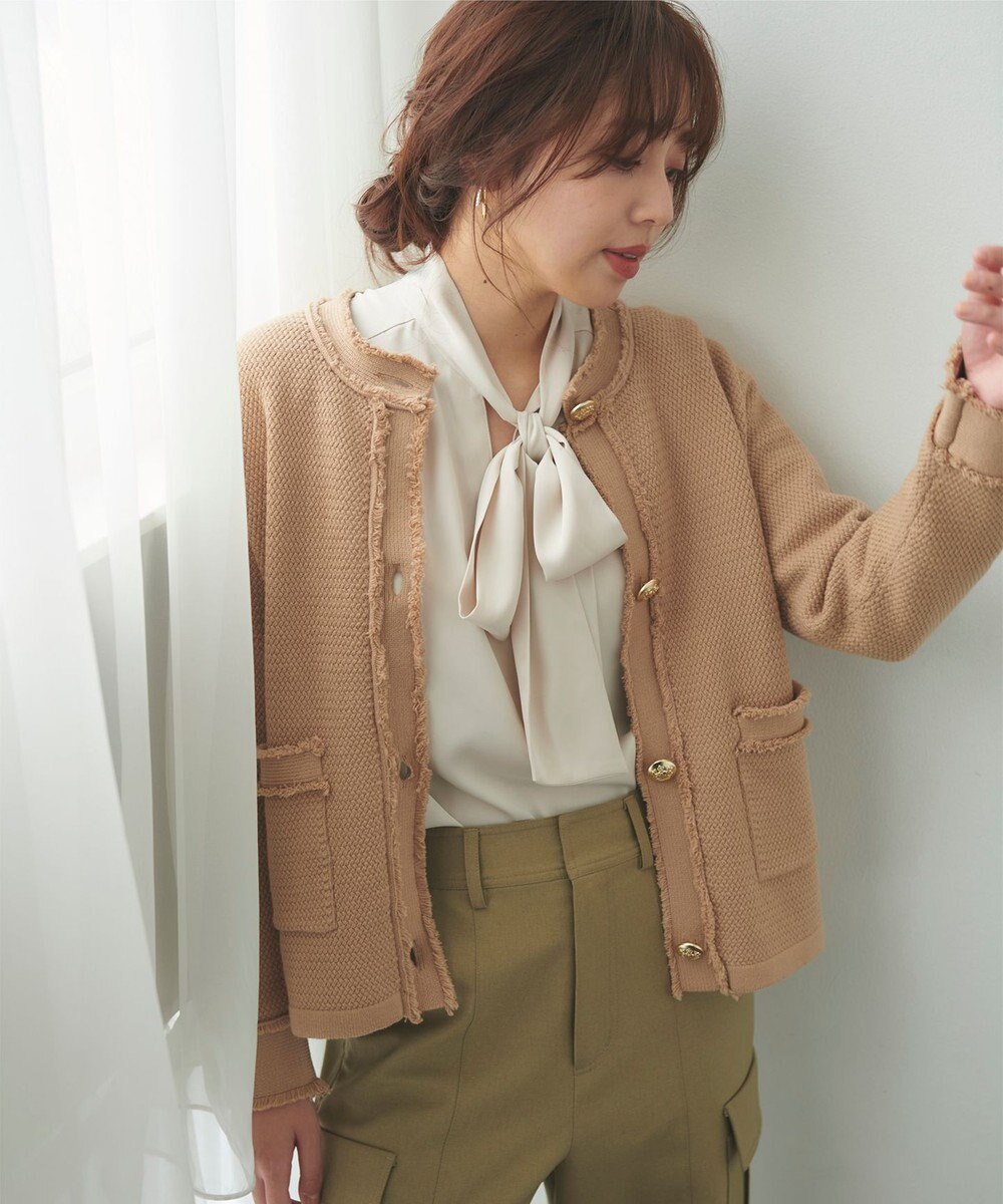 Feroux 【ONWARD CROSSET MAG掲載】ツイードライクニット ジャケット 