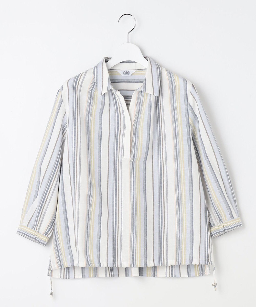 J.PRESS LADIES リネンMIX ストライプ スッキパー ブラウス 