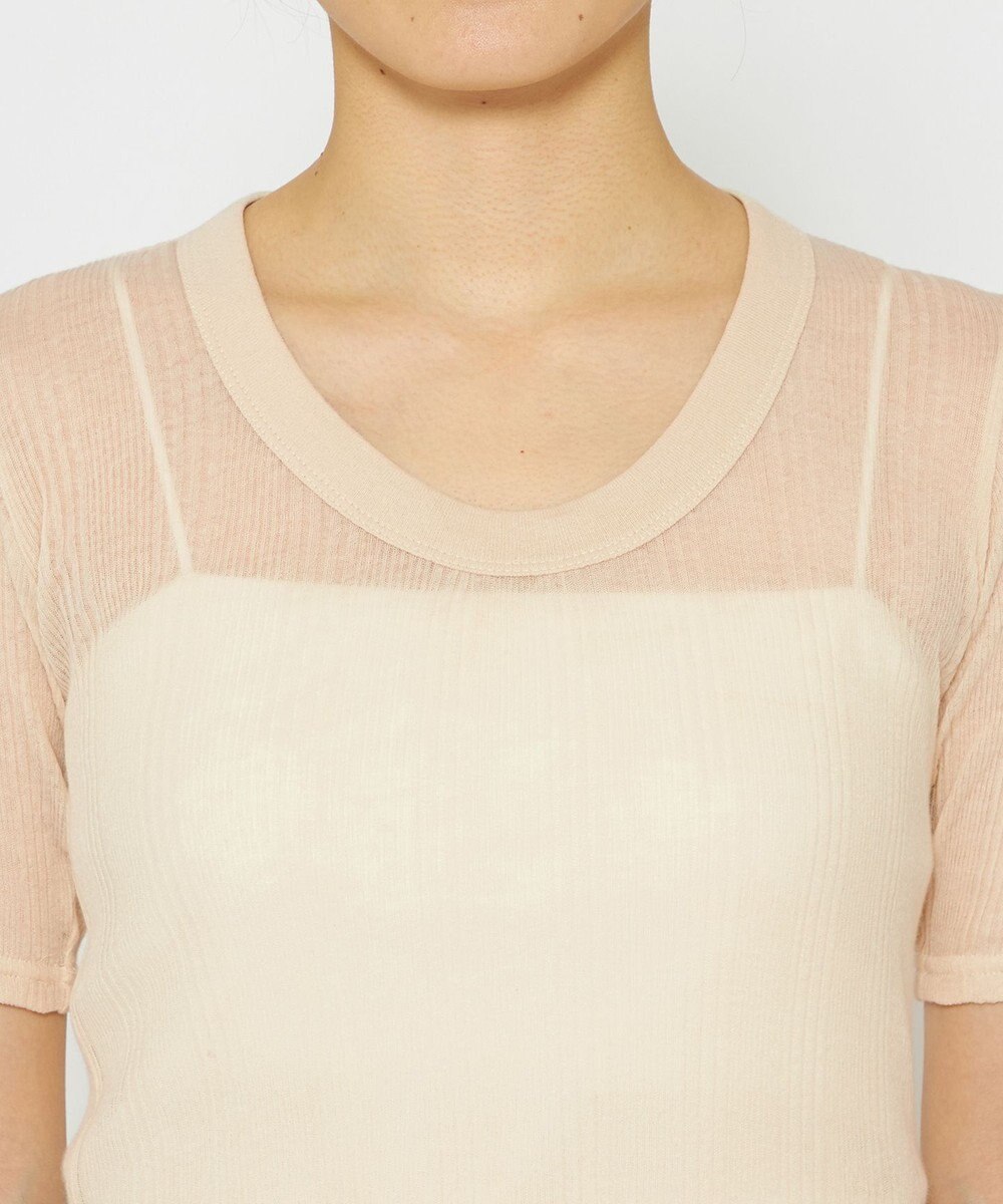 uncrave 【手洗い可】シアー ランダムリブ Uネック カットソー（uncrave STANDARD） 