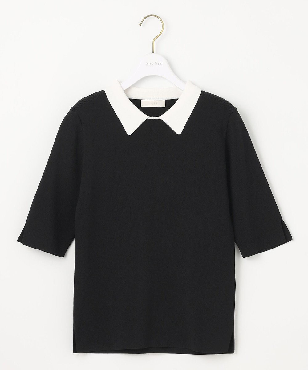 ANY SIS 【好印象企画】襟配色ニット×タックスカートセット 