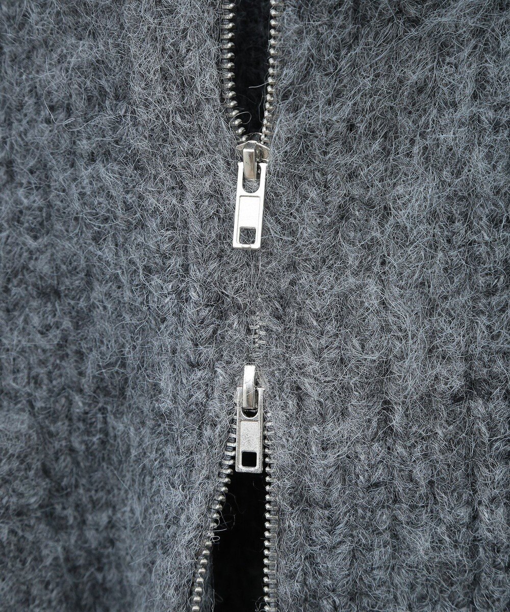 Green Parks フロントジップビックカラーニットブルゾン 