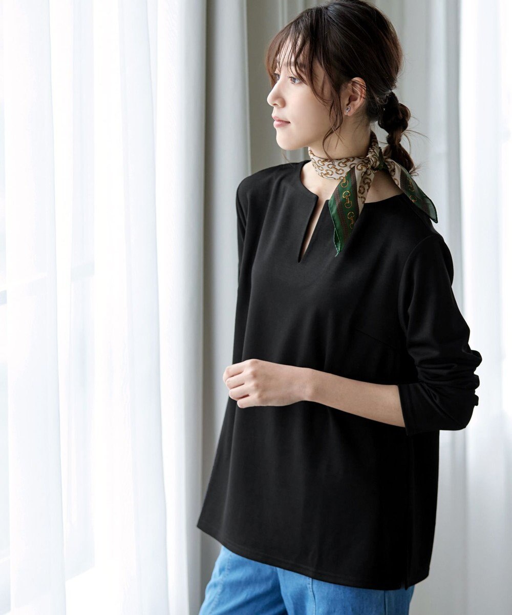 Tiaclasse 【洗える】キーネックカットソートップス 