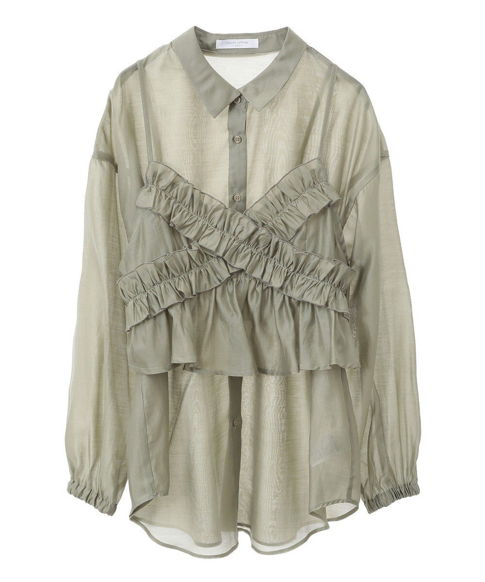 Green Parks ＳＥＴ２点フリルビスチェ＋シャツチュニック 