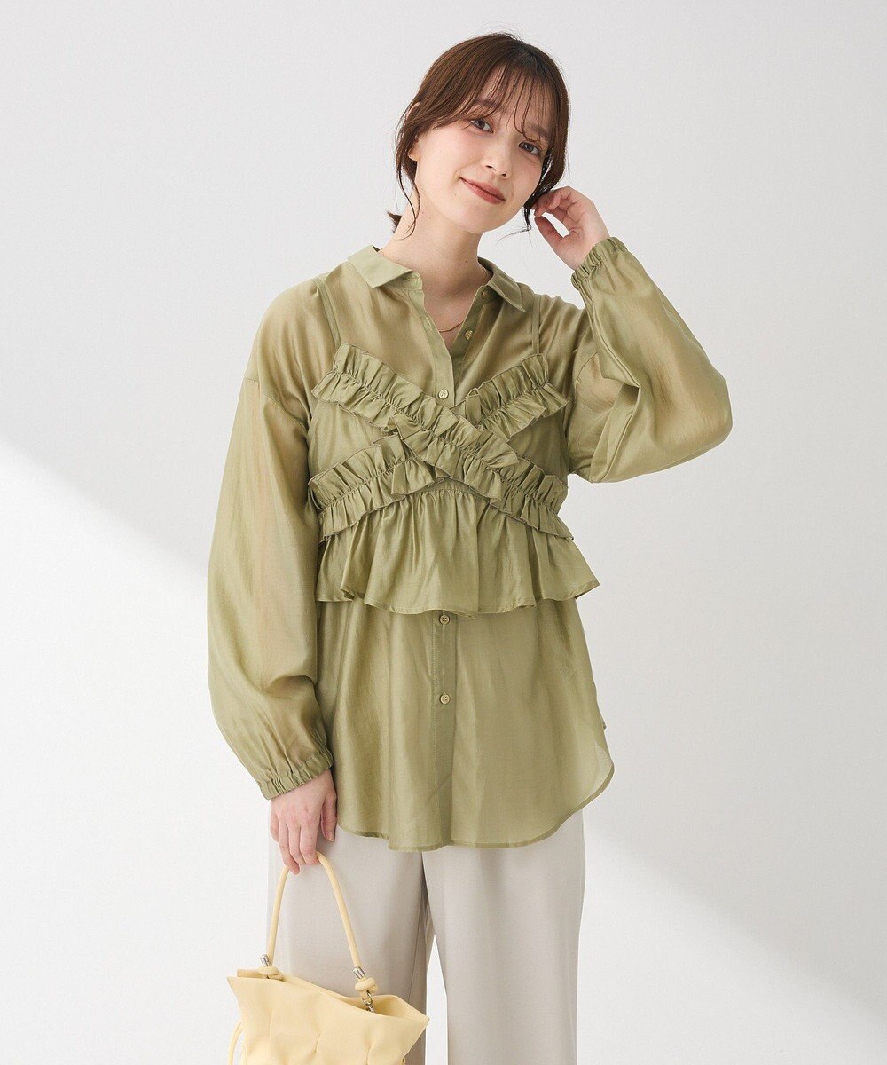 Green Parks ＳＥＴ２点フリルビスチェ＋シャツチュニック 