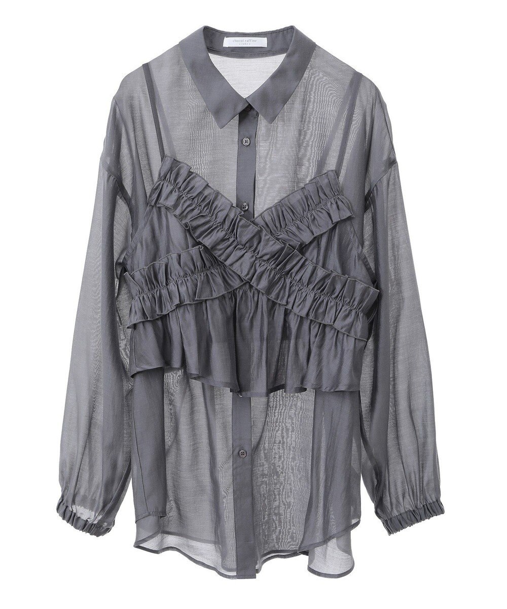 Green Parks ＳＥＴ２点フリルビスチェ＋シャツチュニック 