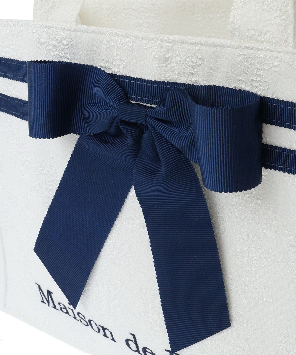 Maison de FLEUR ラインリボンジャカードスクエアトートバッグ 