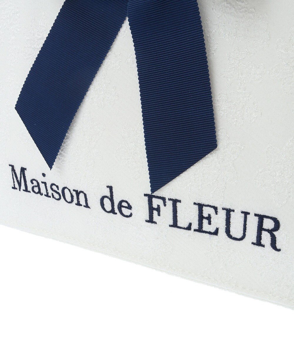Maison de FLEUR ラインリボンジャカードスクエアトートバッグ 