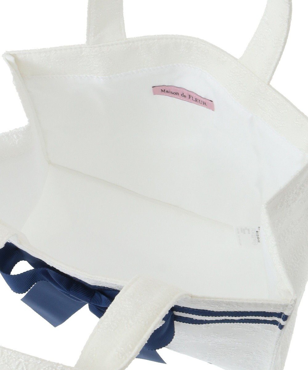 Maison de FLEUR ラインリボンジャカードスクエアトートバッグ 