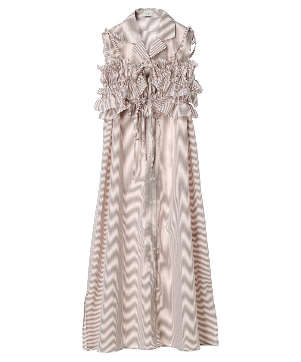 earth music&ecology ＳＥＴ２点シャーリングビスチェ×シャツワンピース 