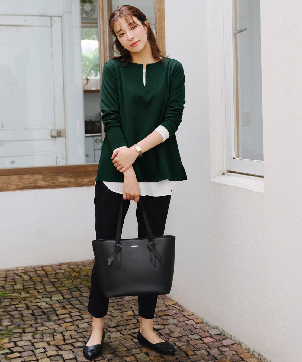 Tiaclasse 【洗える】キーネックカットソートップス 