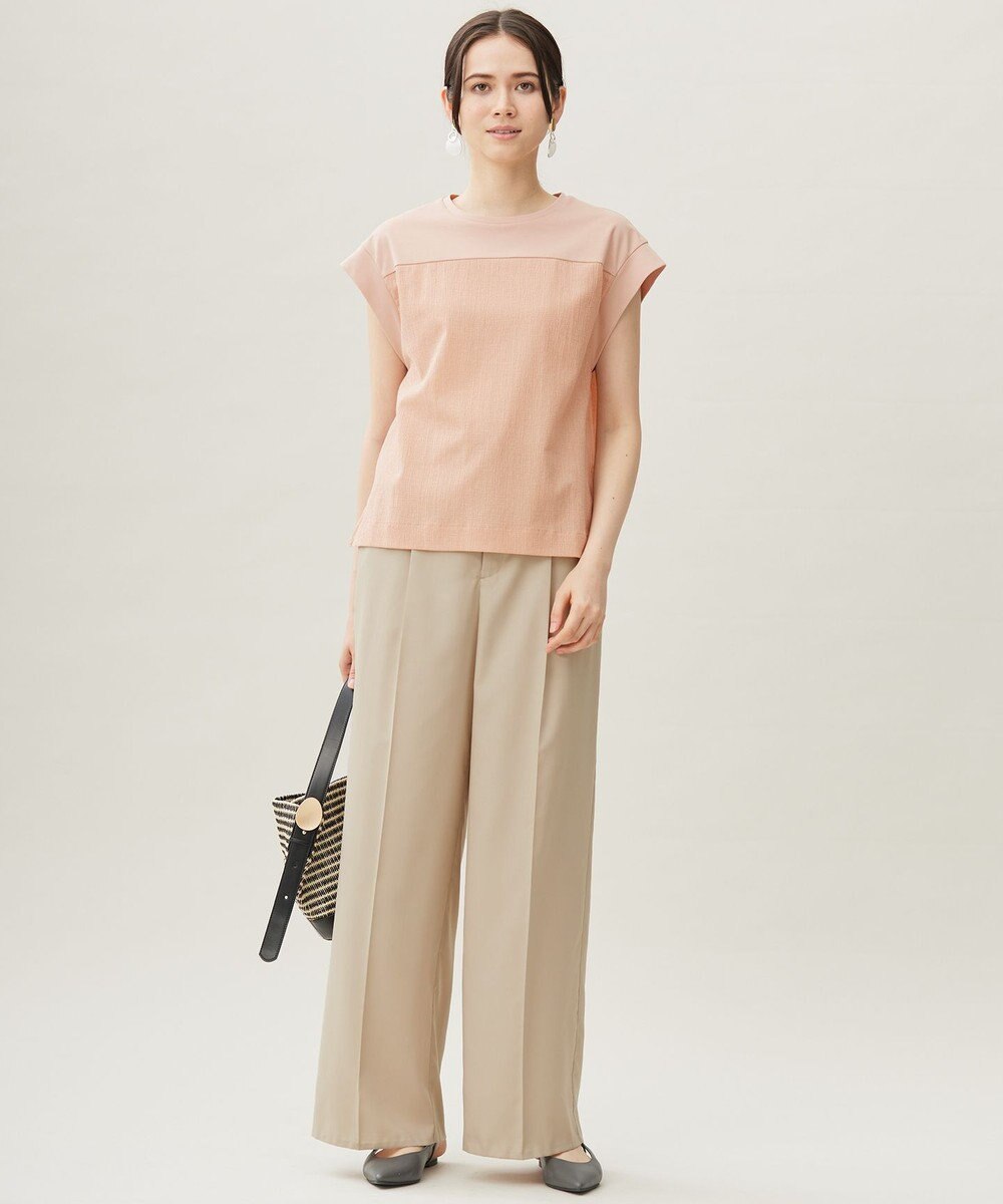 自由区 【カタログ掲載・接触冷感・UVケア・洗える】フルダルスパンマイクロピーチワイドストレート パンツ 