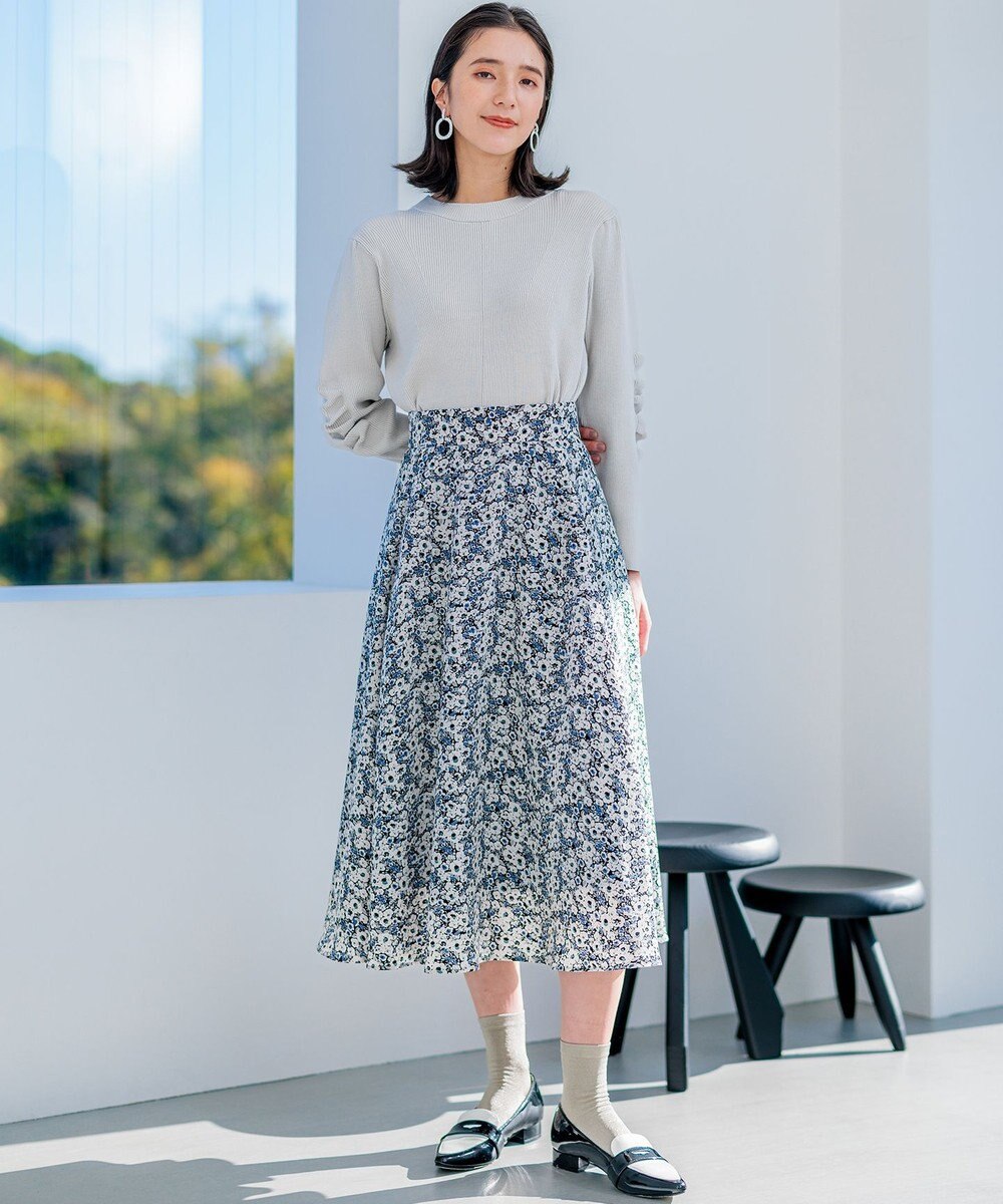 組曲 プランタンプリント フレアスカート 