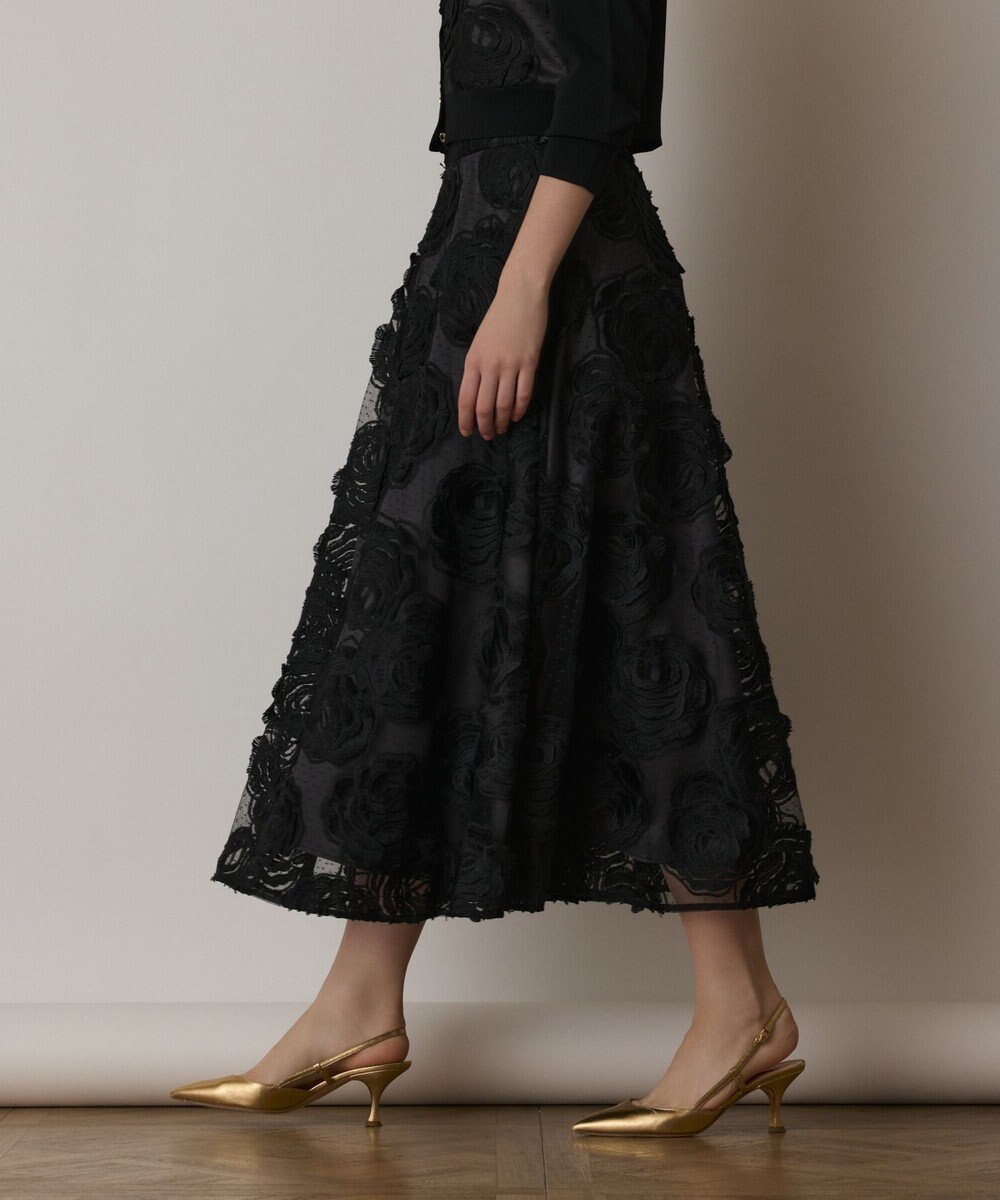 GRACE CONTINENTAL ローズ刺繍フレアスカート 