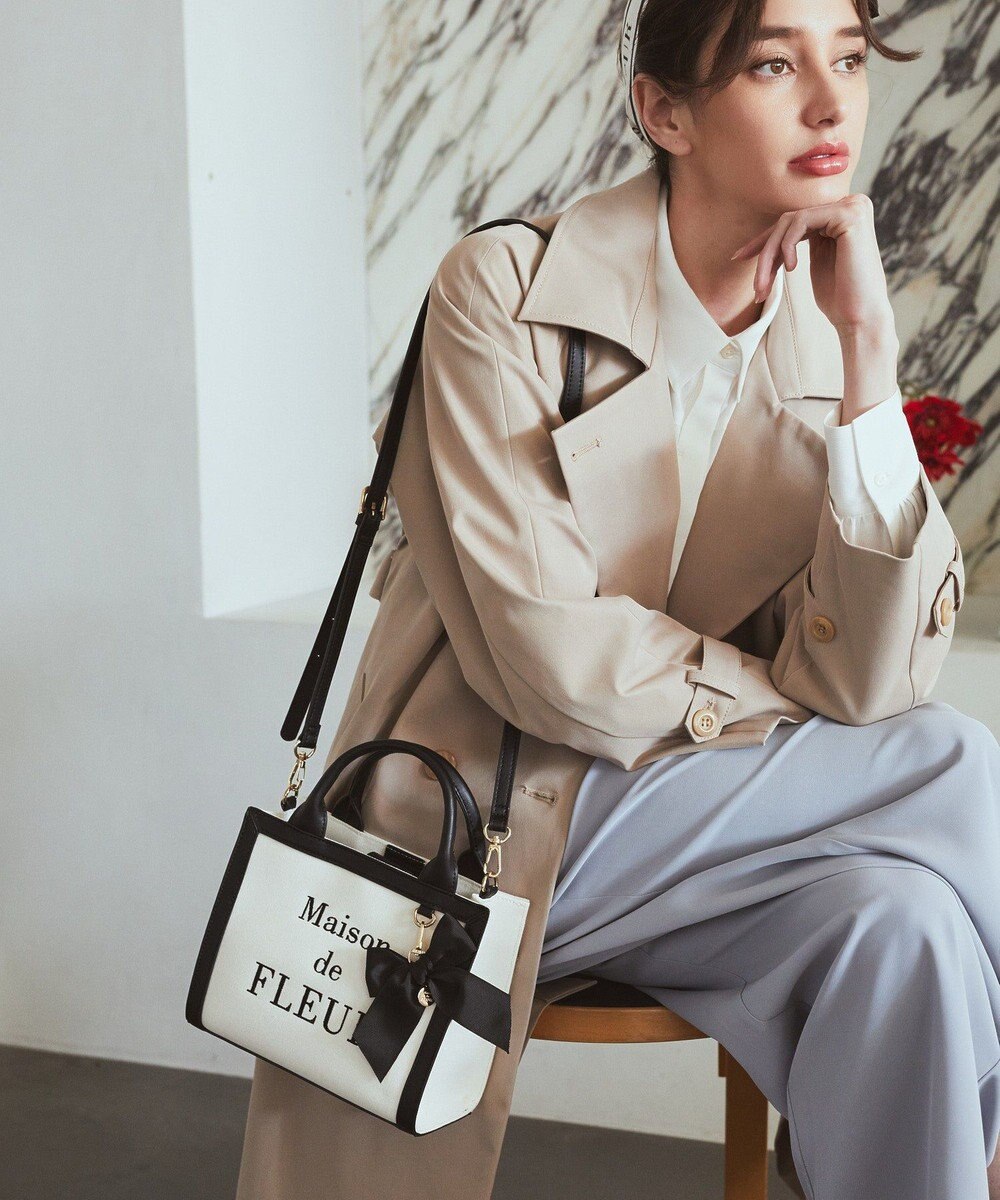 Maison de FLEUR ロゴ刺繍キャンバス2Wayトートバッグ 