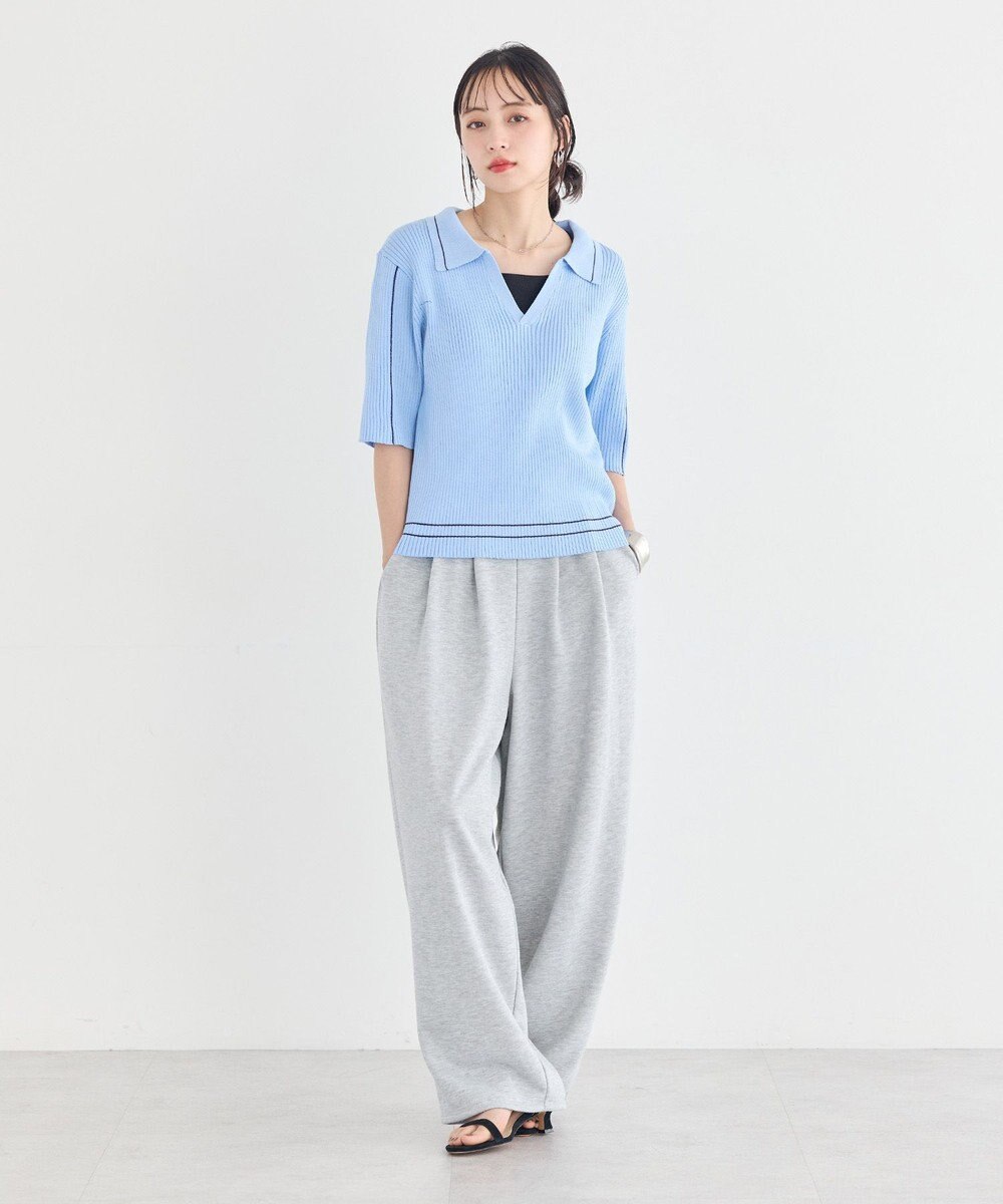 earth music&ecology 【予約】ラインカラーポロニット 