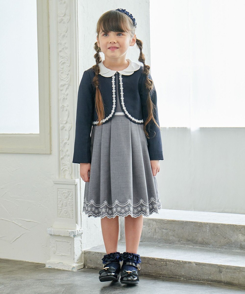 ANY KIDS 【2点セット】ジャケット＋裾刺繍ワンピース 